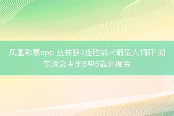 凤凰彩票app 丛林狼3连胜成火箭最大恫吓 湖东说念主坐6望5靠近掘金