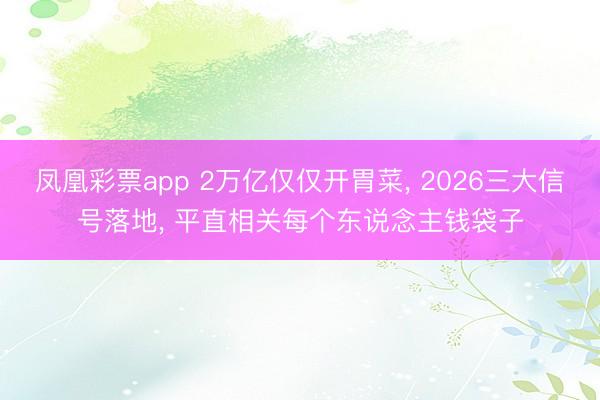 凤凰彩票app 2万亿仅仅开胃菜, 2026三大信号落地, 平直相关每个东说念主钱袋子